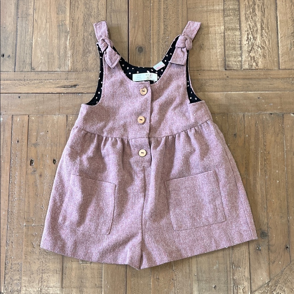 Zara pink wool knotted shoulder short jumper romper kids 3-4 years